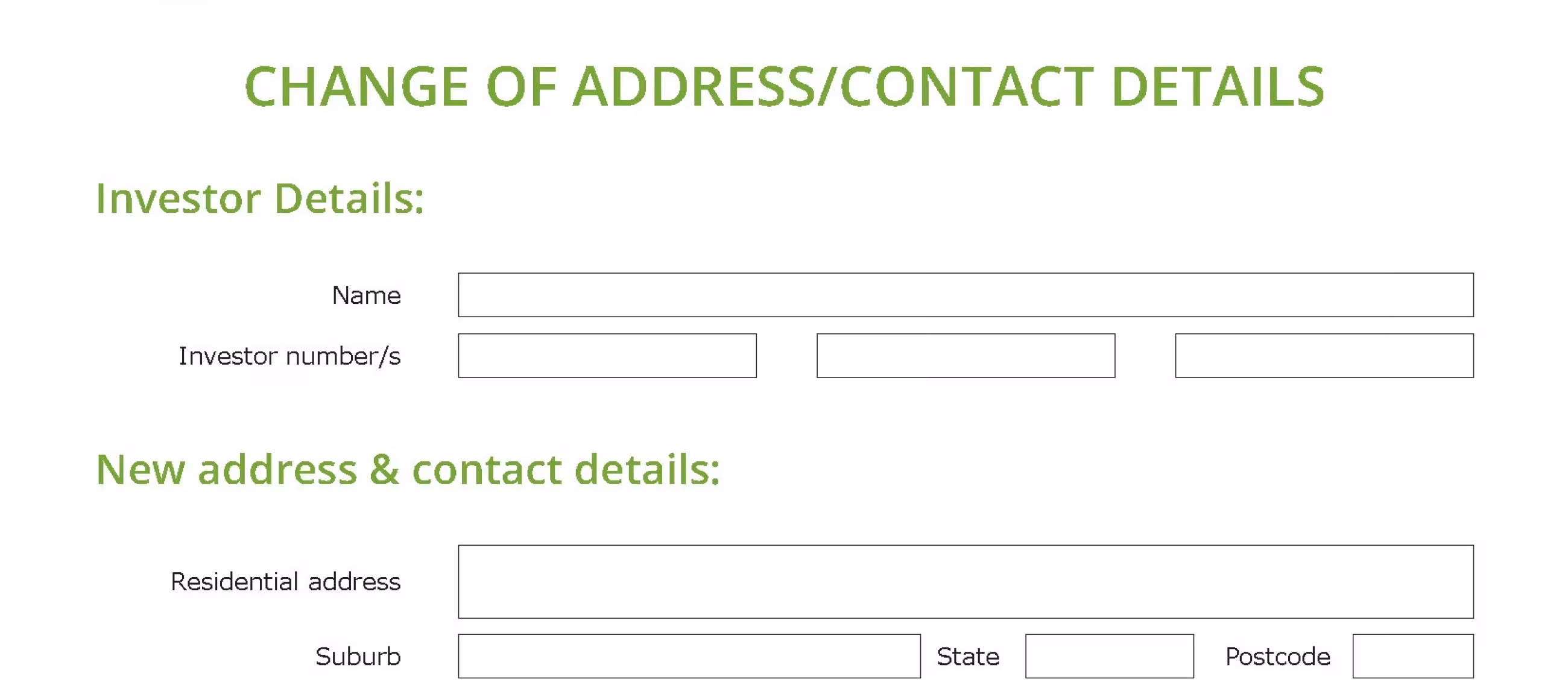 Change of Address & Contact Details Form